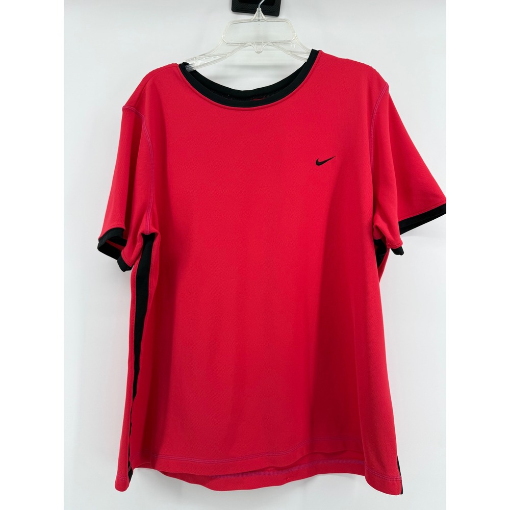 Nike Fit Dry Red Black Short Sleeve Athletic Shirt Youth XL 16-18‎